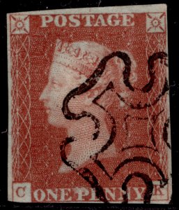 GB QV SG8, 1d red-brown BLACK MX PLATE 36, USED. Cat £60. CK