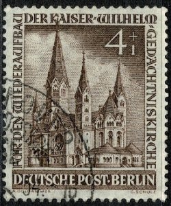 GERMANY BERLIN 1953 WILHELM CHURCH 4pf+1pf BROWN USED (VFU) SG B106 P.14 SUPERB