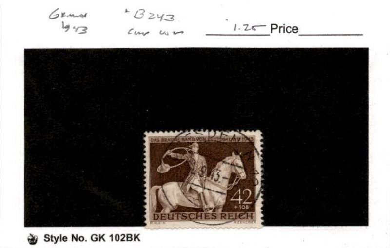 Germany, Postage Stamp, #B243 Used, 1943 Hunter Horse (AG)