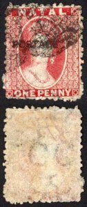 Natal SG76 1d Rose opt Postage (locally) Wmk CC Reversed Cat 95 pounds