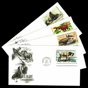 US.#1464-67 Wildlife Conservation  Set of 4 First Day Covers (ESP#067)