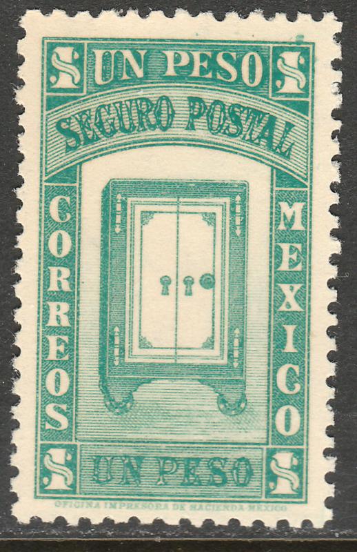 MEXICO G3, $1PESO INSURED LETTER. MINT, NH. F-VF