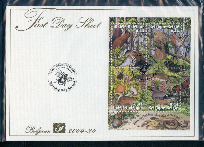 BELGIUM  2004  NATURE  SOUVENIR SHEET  FIRST DAY SHEET CANCELED 