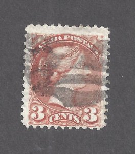 Canada # 37 USED 3c SMALL QUEEN ORANGE-RED SHADE WITH BIRCH LEA CANCEL BS27045