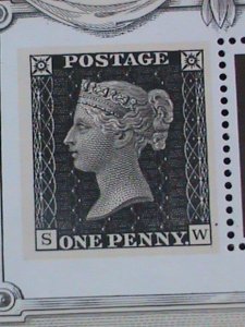 GREAT BRITAIN -BLACK PENNY ON STAMP ON STAMP S/S -MNH - WE SHIP TO WORLD WIDE