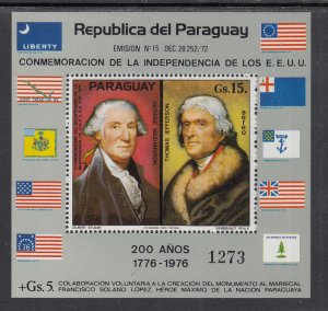 Paraguay 1625A US Bicentennial Souvenir Sheet MNH VF