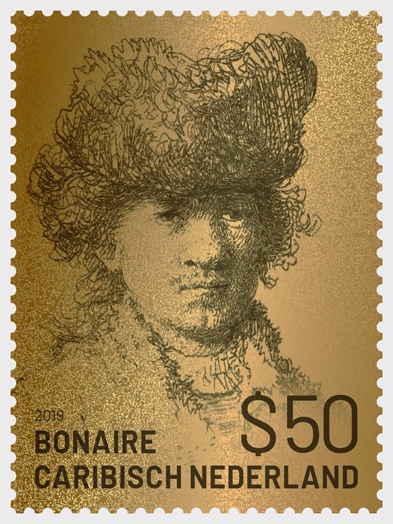 Stamps Caribbean Netherlands 2019. - Golden Stamp of Rembrandt of Bonaire - Coll