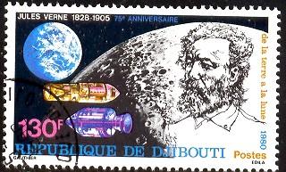 Jules Verne, French Science Fiction Writer, Djibouti SC#518 used