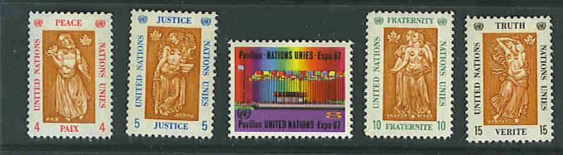 UN New York Issue  #170-74 f-vf mnh set