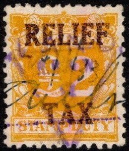 1930 New South Wales (Australia) Revenue 2 Pounds Relief Tax Used