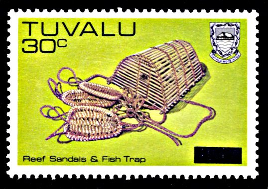 Tuvalu 230, MNH, Surcharge on Sandals and Fish Trap definitive