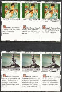 180-81 United Nations Geneva 1989 Human Rights Strip MNH