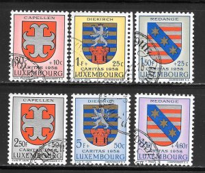 Luxembourg Scott B204-B209 UNH - 1958 City Arms Set - SCV $11.15