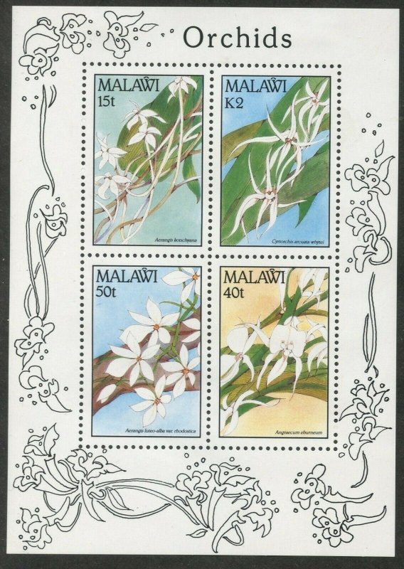 MALAWI Sc#581a 1990 Orchids Flowers Souvenir Sheet OG Mint Hinged