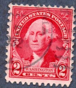 US Scott #707 2c Washington Sesquicentennial (1932) Used