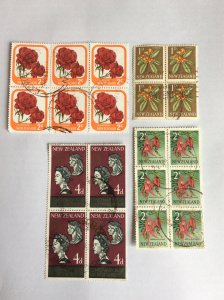 New Zealand blocks x4 used but not hinged