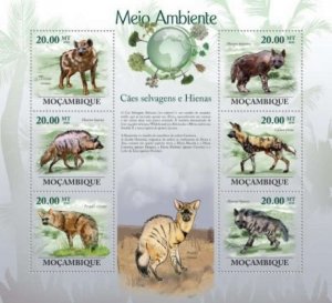 Mozambique - Wild Dogs on Stamps - 6 Stamp  Sheet  13A-307