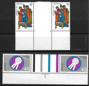 1975 Australia 626-7 complete Christmas set of 2 MNH gutter pair
