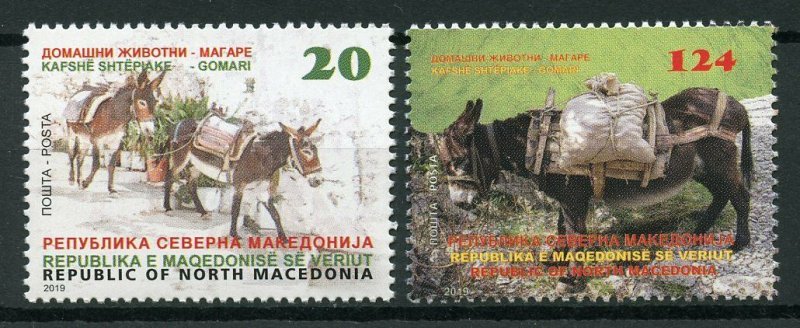 North Macedonia 2019 MNH Donkeys Donkey 2v Set Farm Animals Stamps