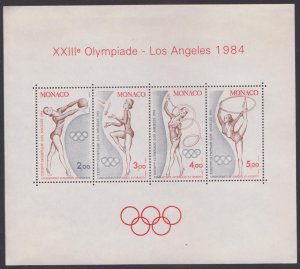MONACO - 1984 OLYMPIC GAMES, LOS ANGELES / GYMNASTICS - MIN. SHEET MINT NH