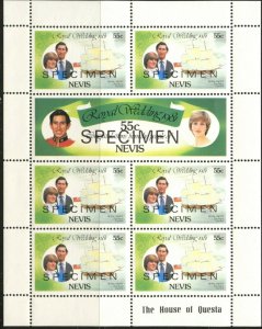 NEVIS Sc#135//140 1981 Royal Wedding SPECIMEN Set of 3 Sheets MNH