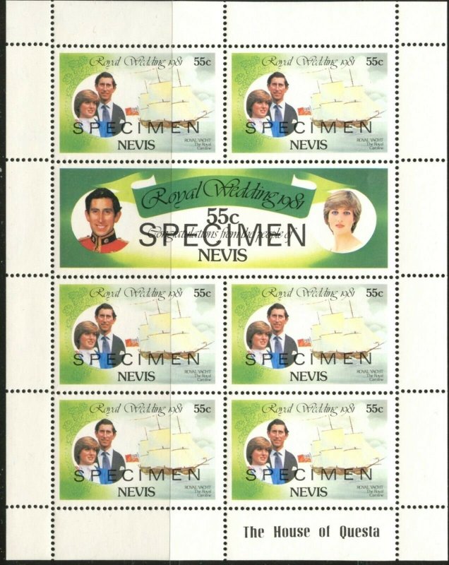 NEVIS Sc#135//140 1981 Royal Wedding SPECIMEN Set of 3 Sheets MNH