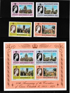 Montserrat # 385-388, 388a,Q E Coronation 25th, Mint NH, 1/2 Cat.