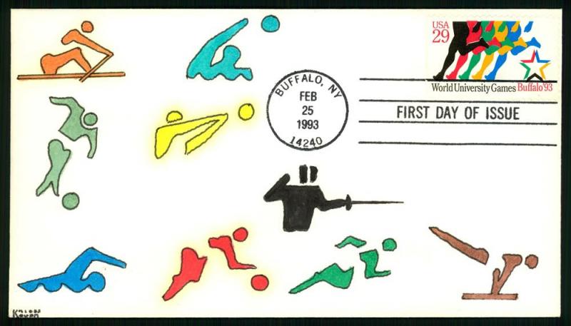 #2748 World University Games - KEN KRIBBS HAND DRAWN HAND...