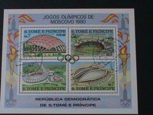 ​ST.THOMAS-1980- OLYMPIC GAMES-MOSCOW'80-STADIUMS CTO-S/S-VF FANCY CANCEL