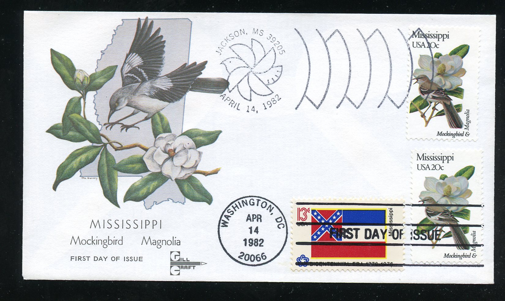 Scott US 1976 Birds & Flowers, Mississippi Dual St & DC cancel UA