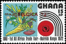GHANA   #441 MNH OVERPRINTED BELGICA 72 IN RED  (2)