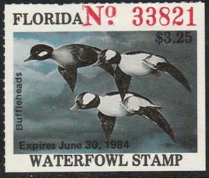 U.S.-FLORIDA 5, STATE DUCK HUNTING PERMIT STAMP WITHOUT TAB. MINT, NH. VF