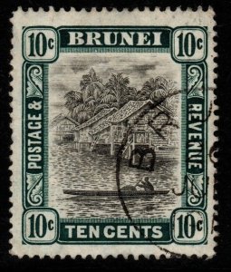 BRUNEI SG29 1907 10c GREY-BLACK & DEEP GREEN FINE USED