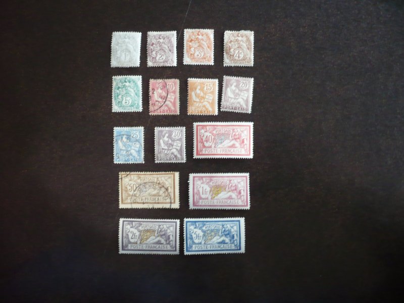 Stamps-French Offices Port Said-Scott#18-32-Mint Hinged & Used Set of 15 Stamps