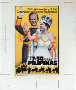 Philippines 1978 Original Artwork for S/S Coronation Queen Elizabeth II