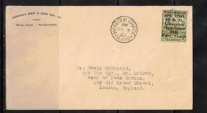 Newfoundland #C5 Extra Fine Used Harbour Grace Scarce Cover **With Certificate**