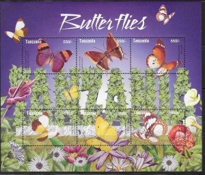 Tanzania #2317 550shButterflies sheet of 6 (MNH) CV$6.00