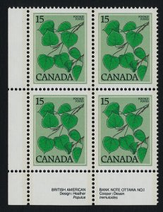 Canada 717 BL Plate Block MNH Tree Leaves