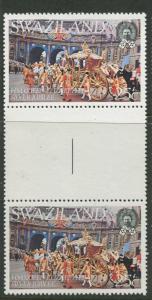 Swaziland - Scott 279 - QEII 25th Anniv. -1977 - MNH - Gutter Strip Pair of 25c