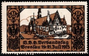 1913 German Poster Stamp B.D.S. Saxony State Association Day Breslau
