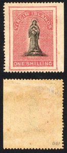 VIRGIN Is SG14b 1/- Toned paper IMPERF between stamp and Margin Ex Frazer