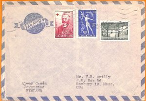 99174 - FINLAND - POSTAL HISTORY - AIRMAIL COVER to the USA Red Cross FOOTBALL-