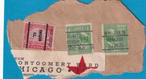 US 567,804 X 2 USED, MW (MONTGOMERY WARD) PRECANCEL W/ MW LABLE (PART)