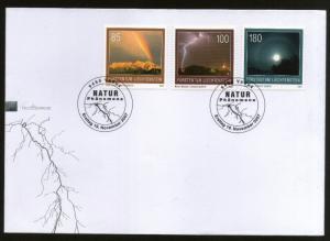 Liechtenstein 2007 Natural Phenomena Rainbow Mountain Moon Sc 1397-99 FDC # 7562