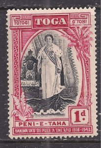 Toga Tonga 1944 KGV1 1d Black & Carmine Silver Jubilee MM SG 83 ( K1451 )