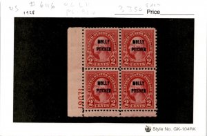 United States Postage Stamp, #646 Mint LH Plate Block, 1928 Molly Pitcher (AF)