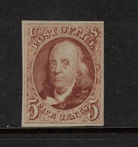 USA #3 Very Fine Mint No Gum As Issued - Tiny Very Hard To See Thin & Crease 