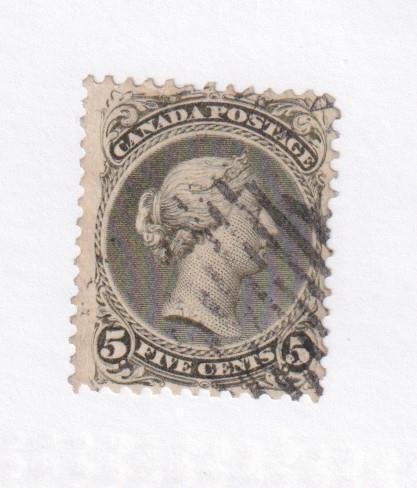 CANADA # 26 FVF-USED 5cts GREEN LARGE QUEEN CAT VALUE $130
