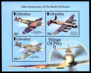 Gibraltar 2000 Wings of Prey - Planes - Birds MNH Miniature Sheet SC 853c CV $5