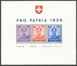 SWITZERLAND #B80 Souvenir sheet, og, NH, VF, Scott $70.